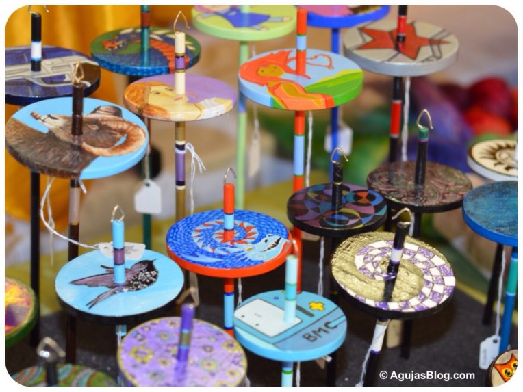 Unique hand painted wooded spindles from Yorkieslave Artworks. (www.orkieslave.etsy.com)